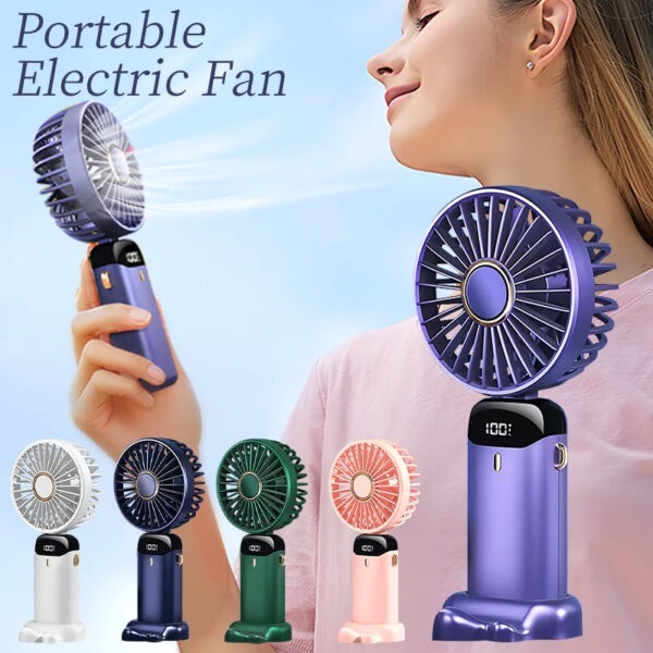 USB Rechargeable Mini Portable Handheld Electric Fan Foldable Neck Hanging Outdoor Fan Adjustable 5 Speed Powerful Air Cooler - Image 2