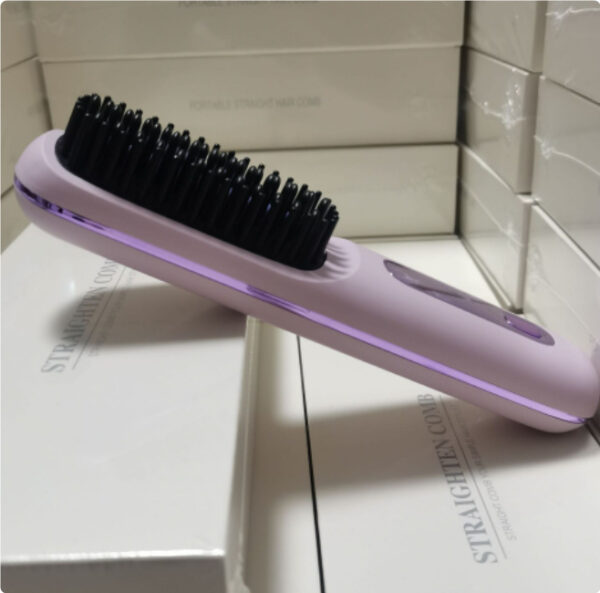 2 In 1 Straight Hair Comb Wireless Hair Straightener Brush Hair Fast Heating Portable Hot Curler USB Charging - Image 7